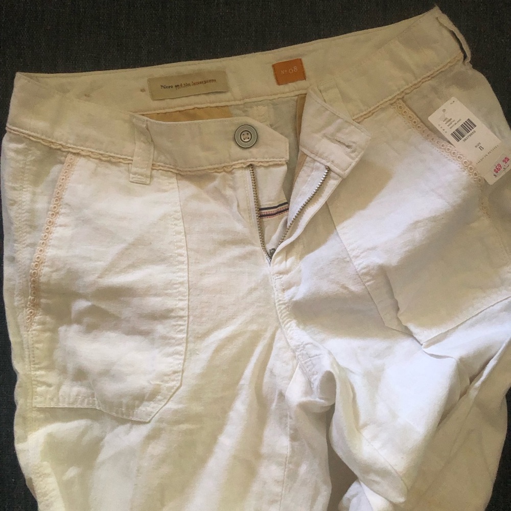 Anthropologie Pilcro off-white linen pants NWT size 8